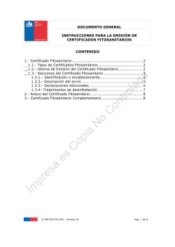 Instrucciones para la emisión de certificados fitosanitarios
