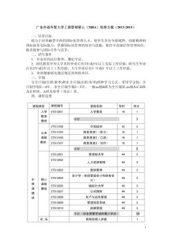 广东外语外贸大学工商管理硕士（MBA）培养方案（2013