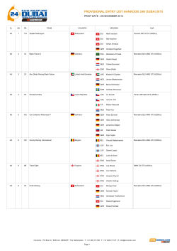 provisional entry list hankook 24h dubai 2015