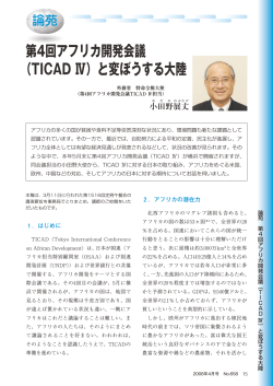第4回アフリカ開発会議 （TICAD Ⅳ）と変ぼうする大陸 - 日本貿易会