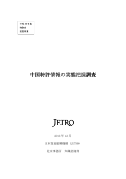 中国特許情報の実態把握調査（2011年12月、日本貿易振興機構北京