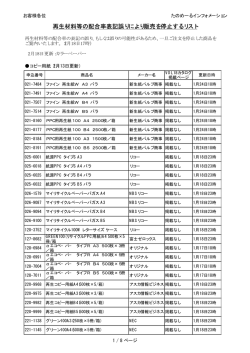 再生材料等の配合率表記誤りにより販売を停止するリスト - たのめーる