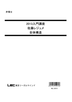 2013入門講座 佐藤レジュメ 全体構造 - LEC東京リーガルマインド