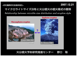 マイクロライトサイズ分布と火山噴火噴火様式の関係 - 地震研究所