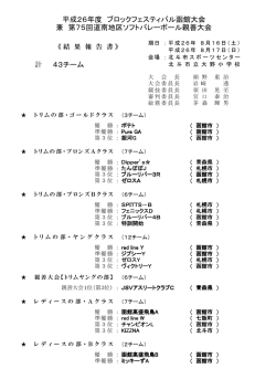 計 43チーム 平成26年度 ブロックフェスティバル函館大会 兼 第75回道