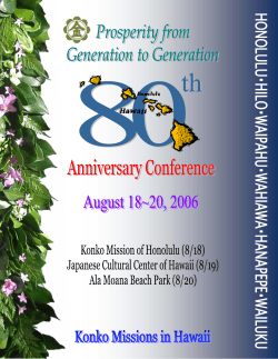 80th Anniversary Conference Booklet - Konko Missions of Hawaii