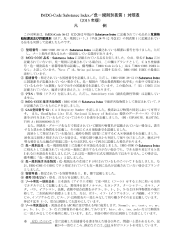 IMDG-Code Substance Index／危－規則別表第 1 対照表 （2013 年版