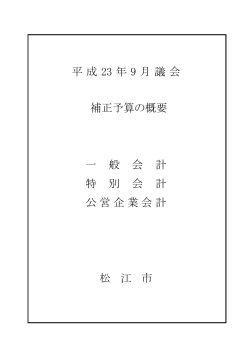 平成 23 年 9 月議会 松 江 市 一 般 会 計 特 別 会 計 補正予算の概要