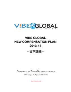 VIBE GLOBAL NEW COMPENSATION PLAN 2013-14 – 日本語編 –