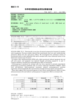 様式 C-19 科学研究費補助金研究成果報告書 - KAKEN - 科学研究費