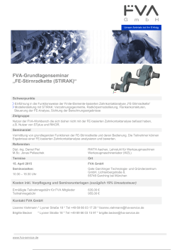 FVA-Grundlagenseminar „FE-Stirnradkette (STIRAK)“