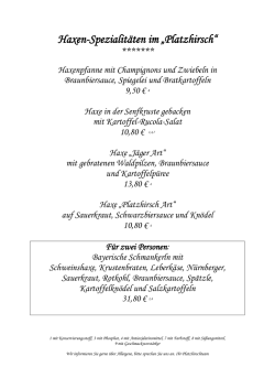 Haxenkarte - Restaurant zum Platzhirsch