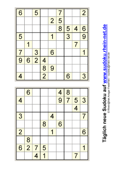 Täglich neue Sudoku auf www.sudoku.rhein-net.de