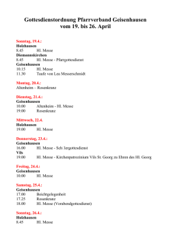 Gottesdienstordnung Pfarrverband Geisenhausen vom 19. bis 26