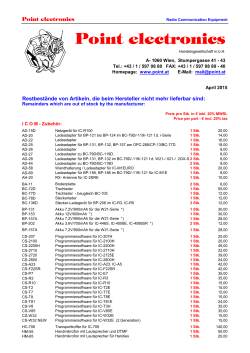 Eine LISTE unserer Restbest&auml;nde von Artikeln