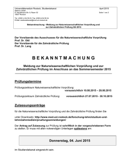 bekanntmachung - Universitätsmedizin Rostock