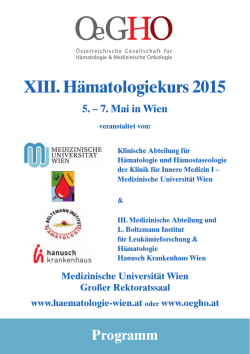 H&auml;matologiekurs 2015 - Medizinische Universit&auml;t Wien