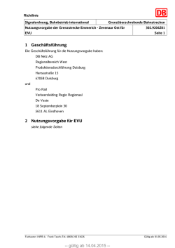 1 Gesch&auml;ftsf&uuml;hrung 2 Nutzungsvorgabe f&uuml;r EVU