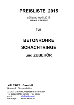 Schachtringe-Preisliste 2015
