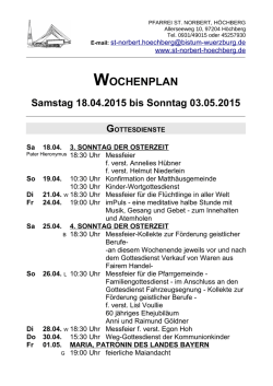 Gottesdienstplan - Pfarrei St. Norbert H&ouml;chberg