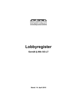 Lobbyregister Landtag von Sachsen-Anhalt - Landtag Sachsen
