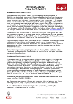 IMMOBILIENANZEIGEN Freitag, den 17. April 2015
