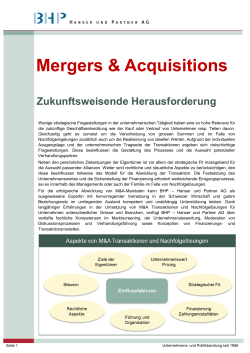 Mergers & Acquisitions - Hanser und Partner AG