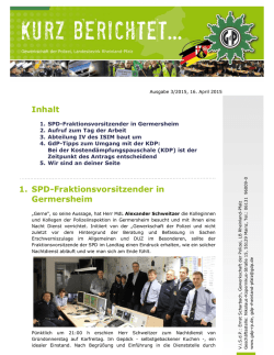 Inhalt 1. SPD-Fraktionsvorsitzender in Germersheim