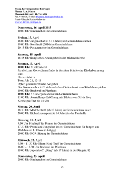 Wochenplan - Evangelische Kirchengemeinde Entringen