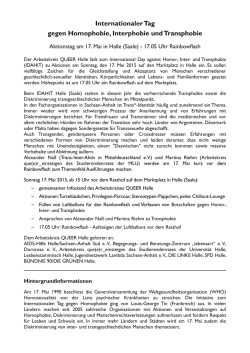 Internationaler Tag gegen Homophobie, Interphobie und Transphobie