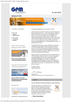 GPM Newsletter 04/2015 - DPEA: Exzellente Projekte gesucht!