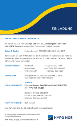 Earnings Call - HYPO NOE Gruppe