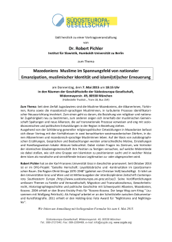 Dr. Robert Pichler Mazedoniens Muslime im Spannungsfeld von