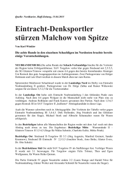 Eintracht-Denksportler stürzen Malchow von Spitze