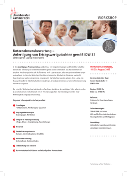 Werbeblatt Workshop - Steuerberaterkammer Köln