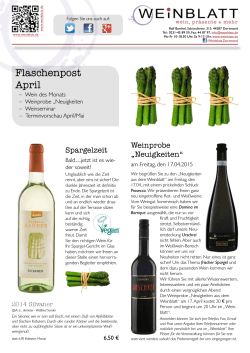 Weinblatt Flaschenpost April 2015