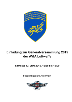 Einladung zur Generalversammlung 2015 der AVIA Luftwaffe