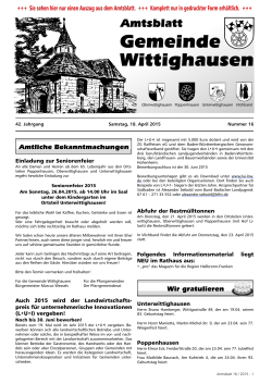 Amtsblatt - Gemeinde Wittighausen