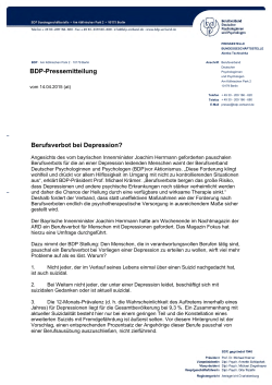 BDP-Pressemitteilung Berufsverbot bei Depression?