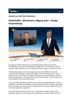 Dudenh&ouml;ffer: Winterkorns Abgang w&auml;re "richtige Entscheidung"
