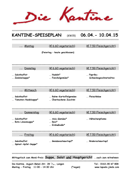 KANTINE-SPEISEPLAN (KW15) 06.04.- 10.04.15 - la poele