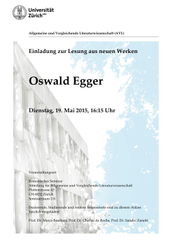Oswald Egger - Allgemeine und Vergleichende Literaturwissenschaft