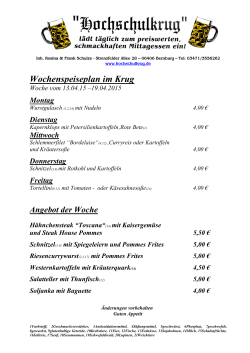 Speiseplan Krug - Hochschulkrug Bernburg