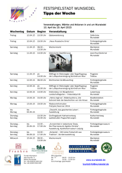FESTSPIELSTADT WUNSIEDEL Tipps der Woche