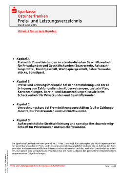 Preis- und Leistungsverzeichnis