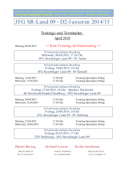 Trainings-und Terminplan April 2015