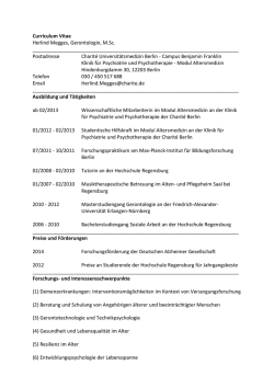 Curriculum Vitae Herlind Megges, Gerontologin, M.Sc.