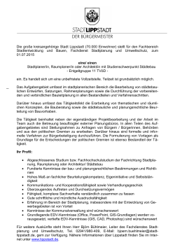 Stellenausschreibung im Fachdienst Stadtplanung und