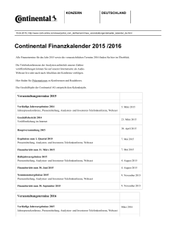 Continental Finanzkalender 2015 /2016
