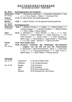 Gottesdienstordnung 2015 - Pfarreiengemeinschaft Untermosel